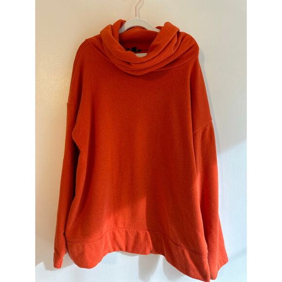 Talbots Roll Neck Pullover Fleece Cotton Blend Orange Cozy Warm Sweater Medium - Picture 2 of 6